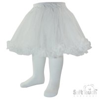 T130-W: White Floral Tights and Tut Skirt (NB-24 Months)